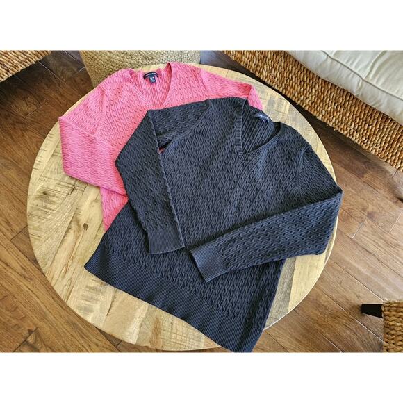Lands' End Sweaters - Lands' End Supima Cotton Sweaters Women's MP Lot Of 2 Pink Black EUC